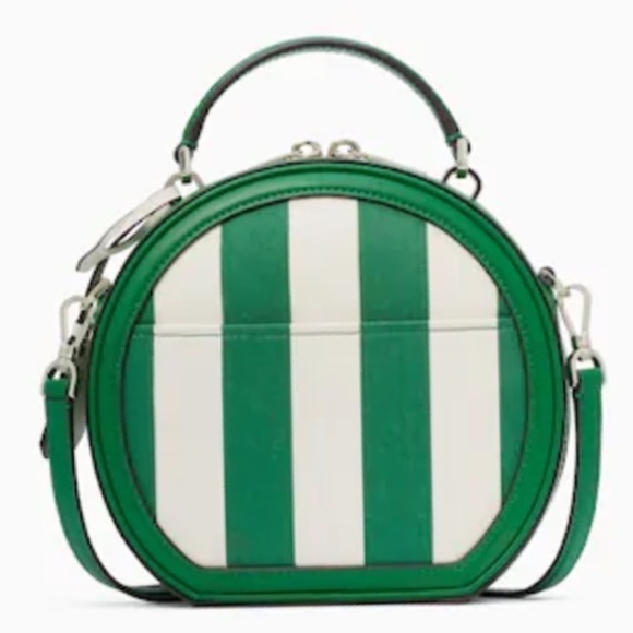 Kate Spade Traveler Canteen Crossbody Bag Green Even Stripe Jacquard K6119 KS141 - Picture 4 of 16